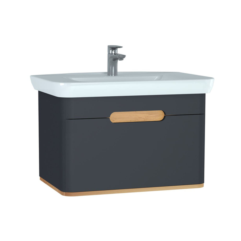 Photo of Vitra Sento Matt Anthracite 800mm Single Drawer Vanity Unit Cutout